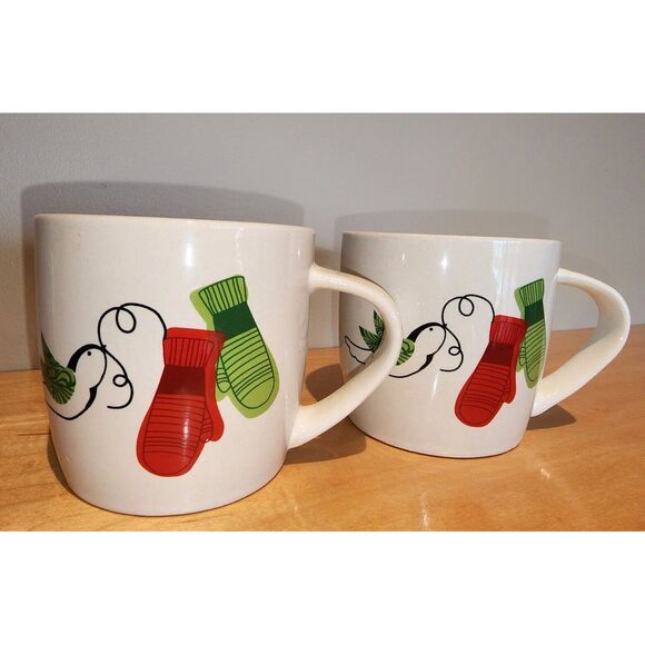 STARBUCKS Coffee Cups Dove & Christmas Mittens 10 Oz. 2011 Holiday Mugs Set of 2 - Picture 4 of 11